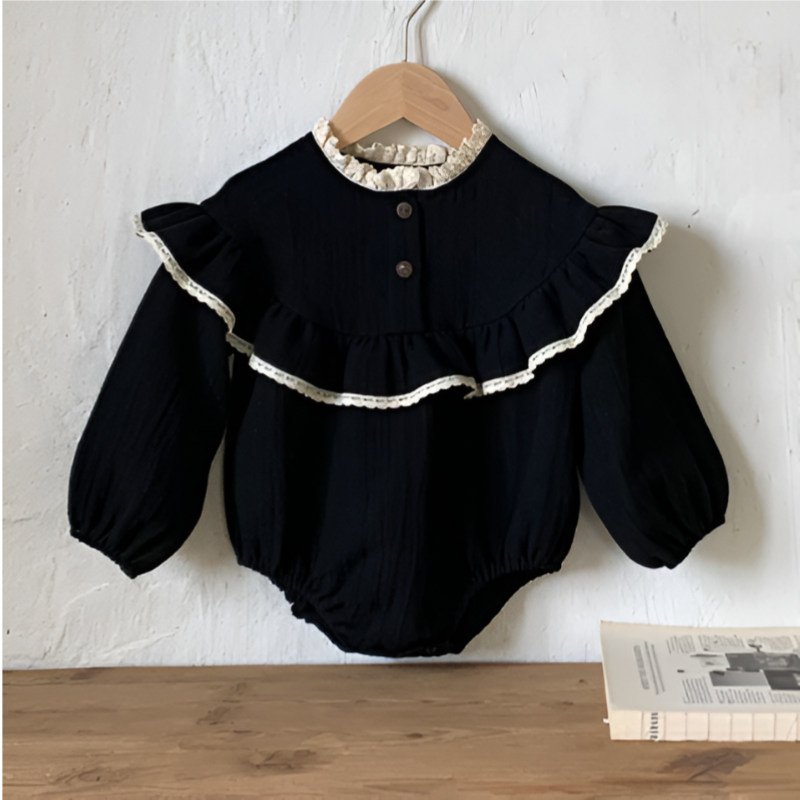 RoyalBloom – Lace Ruffle Romper for Baby Girls